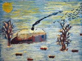 Саша Сустретов, "Зима", 2010 год, масляная пастель, 350х230 Зима